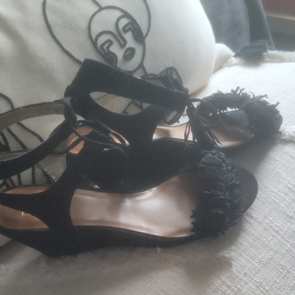 Zara Black Fringe Sandals - Picture 2 of 5